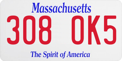 MA license plate 308OK5