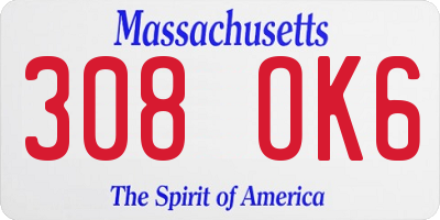 MA license plate 308OK6