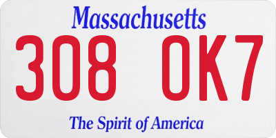 MA license plate 308OK7