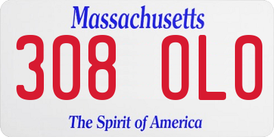 MA license plate 308OL0
