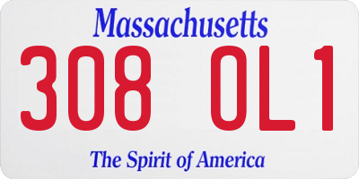 MA license plate 308OL1