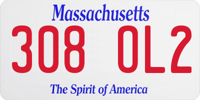 MA license plate 308OL2