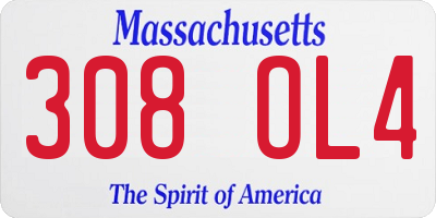 MA license plate 308OL4