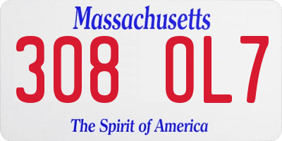 MA license plate 308OL7