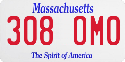 MA license plate 308OM0