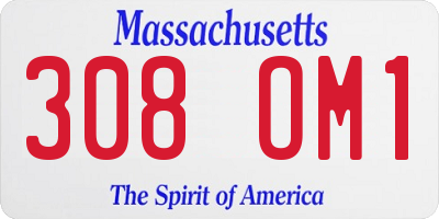 MA license plate 308OM1