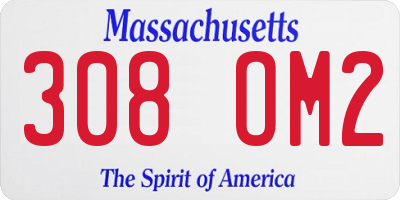 MA license plate 308OM2