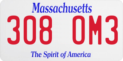 MA license plate 308OM3