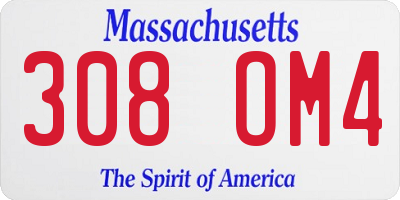 MA license plate 308OM4