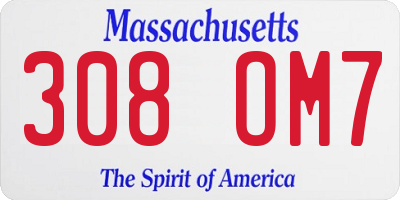MA license plate 308OM7