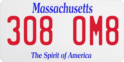 MA license plate 308OM8