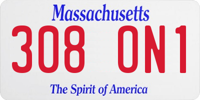 MA license plate 308ON1