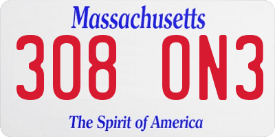 MA license plate 308ON3