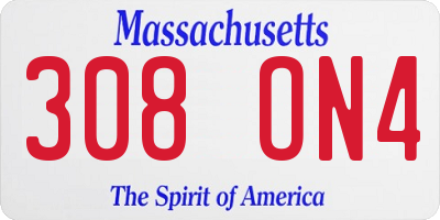 MA license plate 308ON4