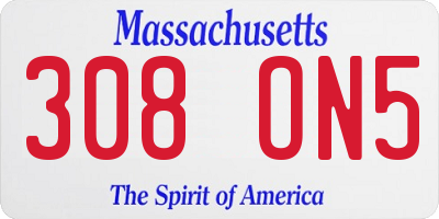 MA license plate 308ON5