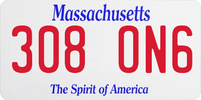MA license plate 308ON6