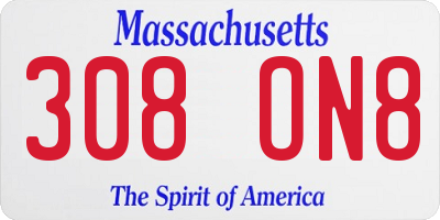 MA license plate 308ON8