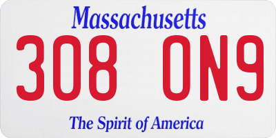 MA license plate 308ON9