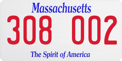 MA license plate 308OO2