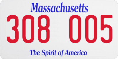 MA license plate 308OO5