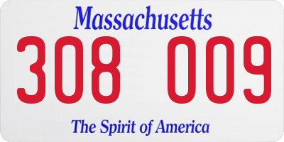 MA license plate 308OO9