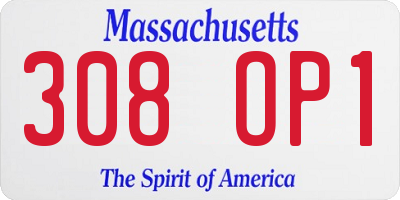 MA license plate 308OP1
