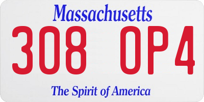 MA license plate 308OP4