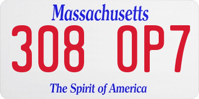 MA license plate 308OP7