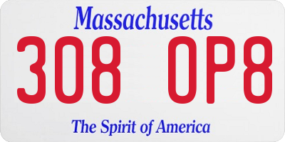 MA license plate 308OP8