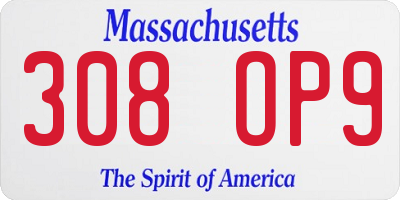 MA license plate 308OP9