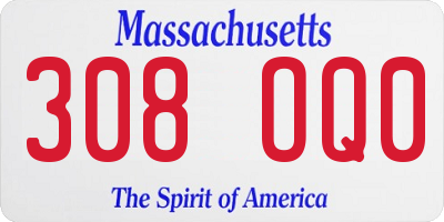 MA license plate 308OQ0