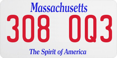 MA license plate 308OQ3