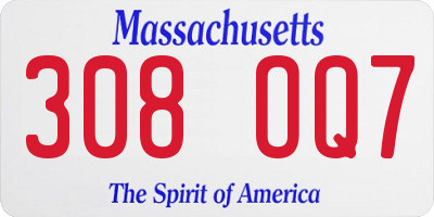 MA license plate 308OQ7