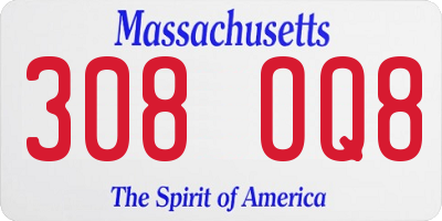 MA license plate 308OQ8