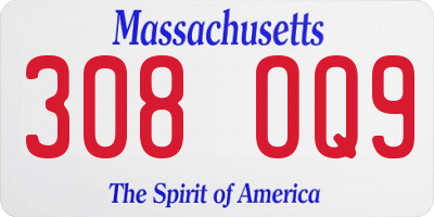 MA license plate 308OQ9