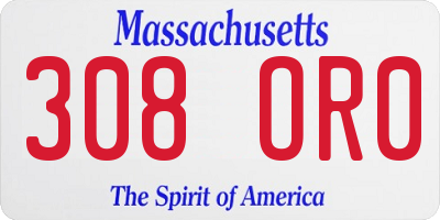 MA license plate 308OR0