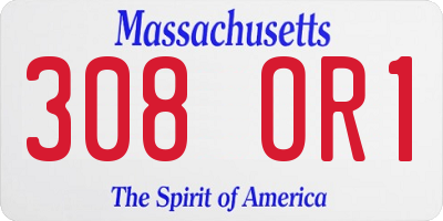 MA license plate 308OR1