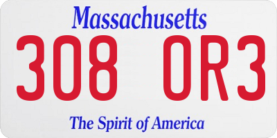 MA license plate 308OR3