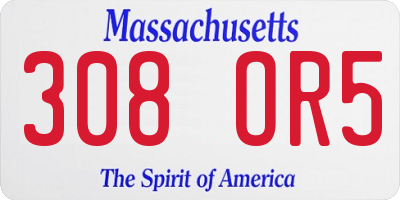 MA license plate 308OR5