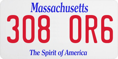MA license plate 308OR6