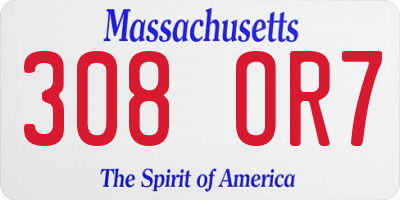 MA license plate 308OR7