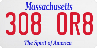 MA license plate 308OR8