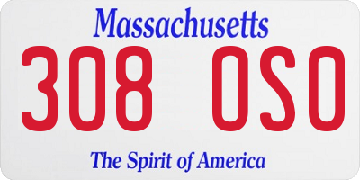 MA license plate 308OS0