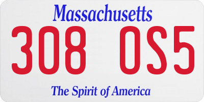 MA license plate 308OS5