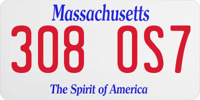 MA license plate 308OS7