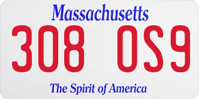 MA license plate 308OS9