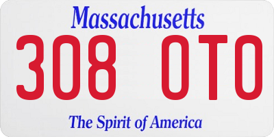 MA license plate 308OT0