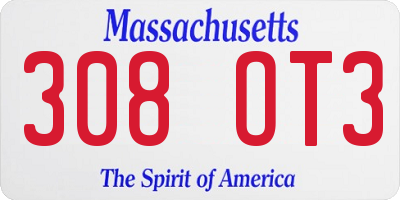 MA license plate 308OT3
