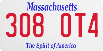 MA license plate 308OT4