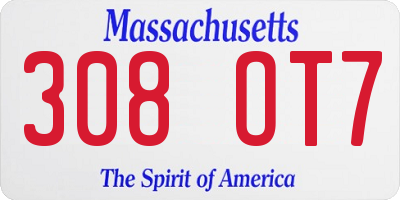 MA license plate 308OT7